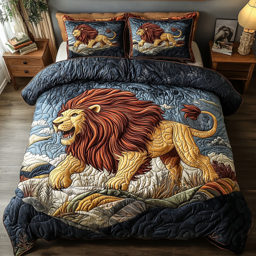 Wild Haven Quilted Bedding Set Duvet Cover Bedspread Presents For Lion Lovers Wild Haven Quilted Bedding Set Duvet Cover Bedspread Presents For Lion Lovers