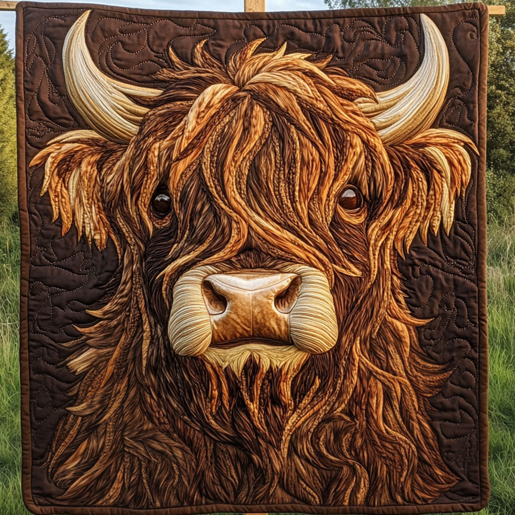 Wild Highland Spirit Quilted Blanket Sofa Throw Blanket Farm Highland Cow Presents
