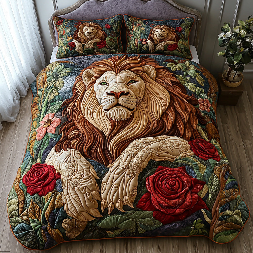 Wild Lion Quilted Bedding Set Duvet Cover Merch Lion Related Gifts Wild Lion Quilted Bedding Set Duvet Cover Merch Lion Related Gifts