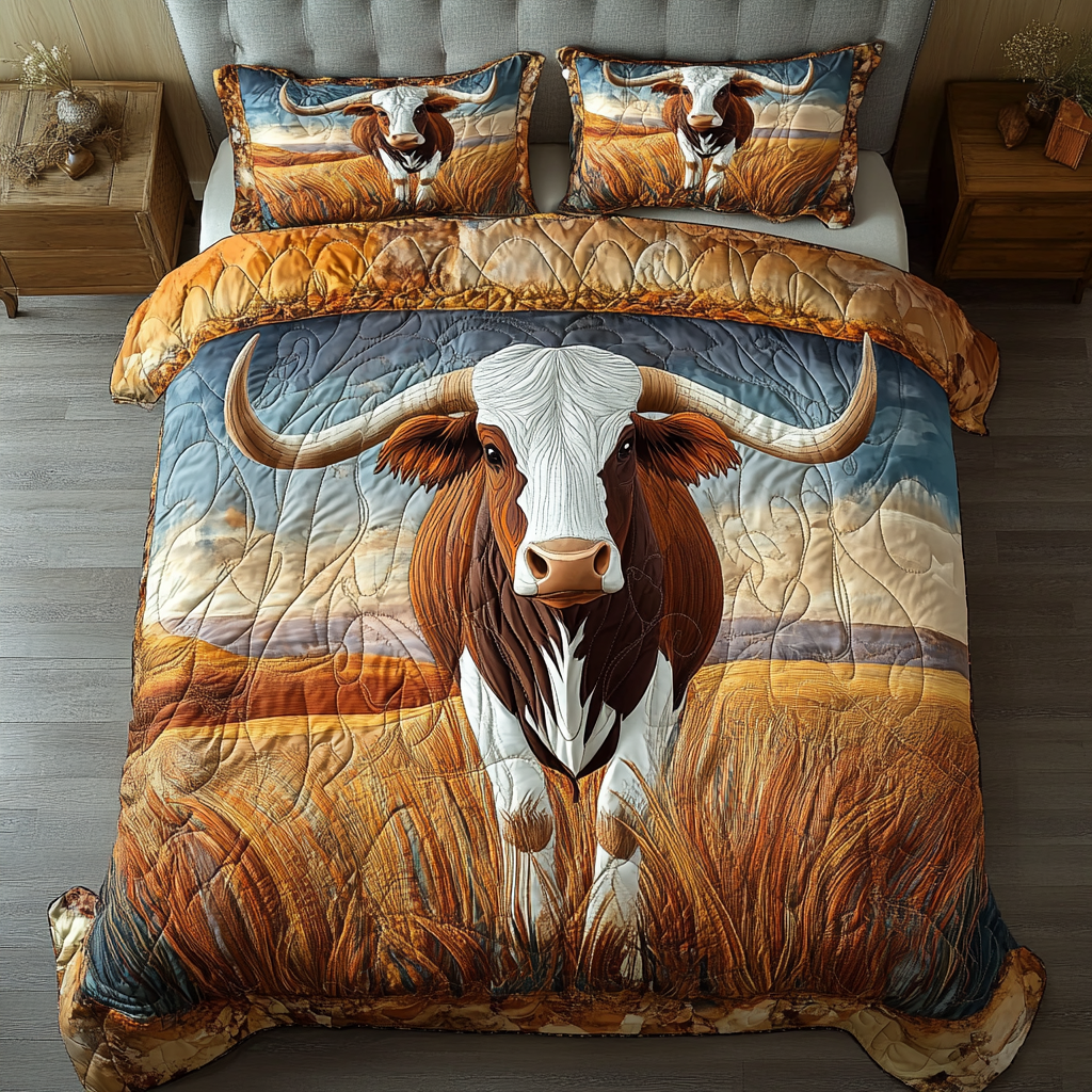 Wild Longhorn Cow Quilted Bedding Set Duvet Cover Bedspread Best Gifts From Texas Wild Longhorn Cow Quilted Bedding Set Duvet Cover Bedspread Best Gifts From Texas