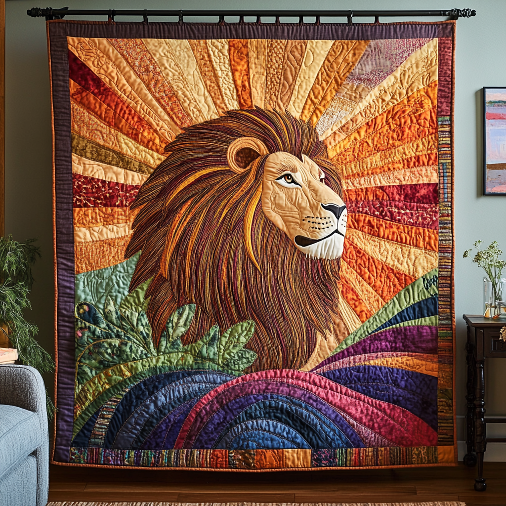 Wild Pride Quilted Blanket Cute Colorful Blanket Presents For Lion Lovers Wild Pride Quilted Blanket Cute Colorful Blanket Presents For Lion Lovers
