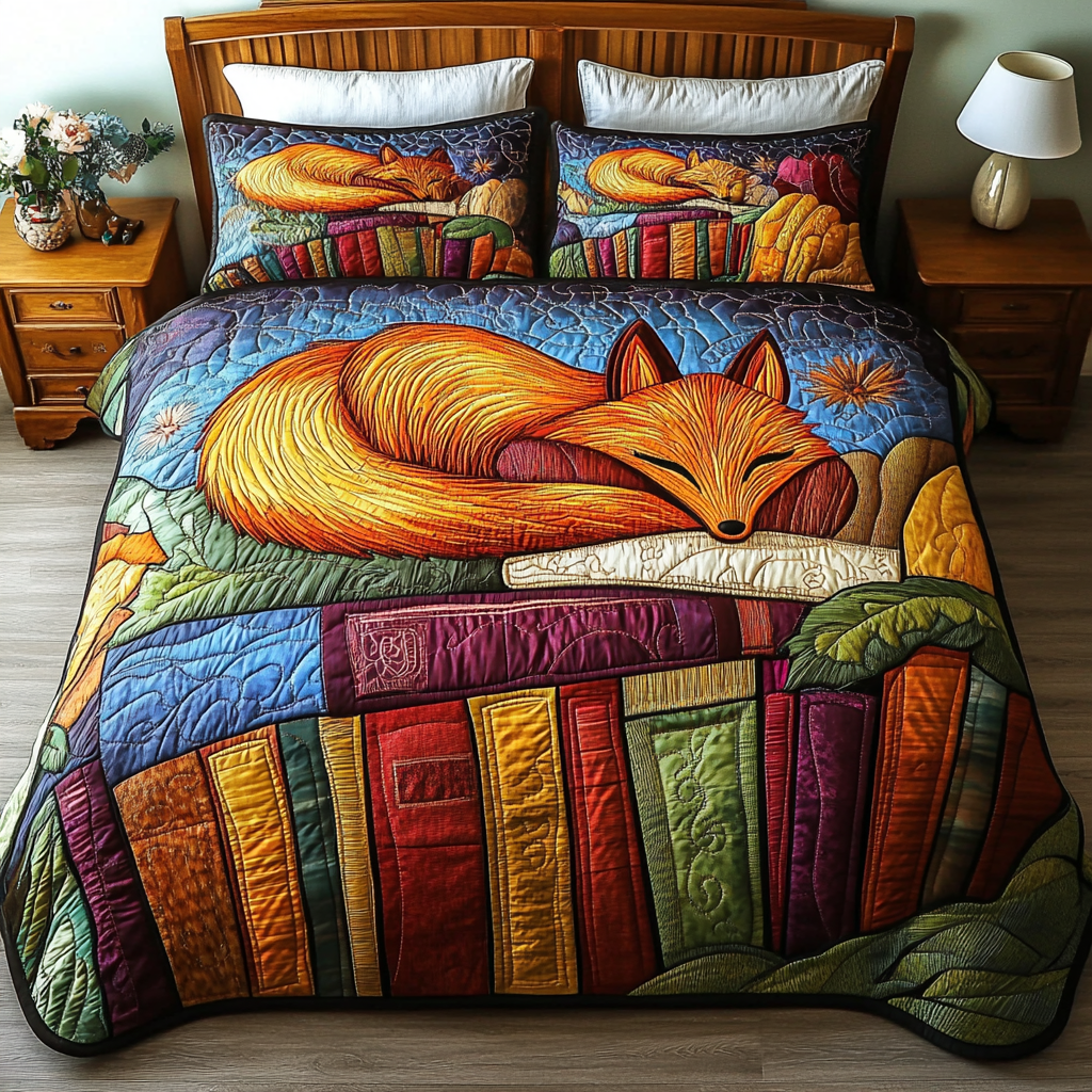 Wild Red Fox Quilted Bedding Set Duvet Cover Bedspread Fox Gifts For Men Wild Red Fox Quilted Bedding Set Duvet Cover Bedspread Fox Gifts For Men