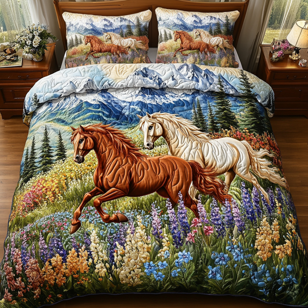 Wild Spirit Quilted Bedding Set Duvet Cover Bedspread Great Gifts For Horse Lovers Wild Spirit Quilted Bedding Set Duvet Cover Bedspread Great Gifts For Horse Lovers