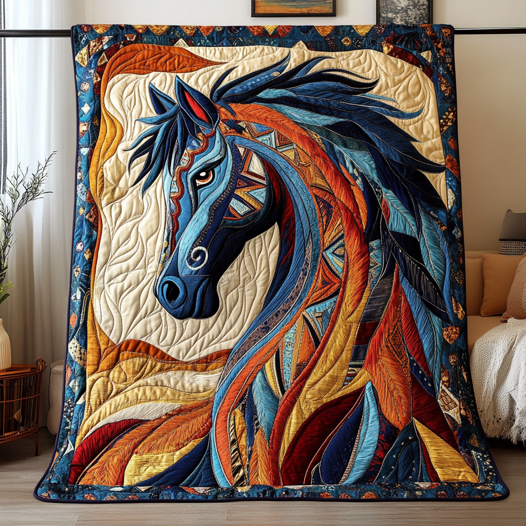 Wild Spirit Quilted Blanket Cute Colorful Blanket Christmas Gifts For Horse Lovers Wild Spirit Quilted Blanket Cute Colorful Blanket Christmas Gifts For Horse Lovers
