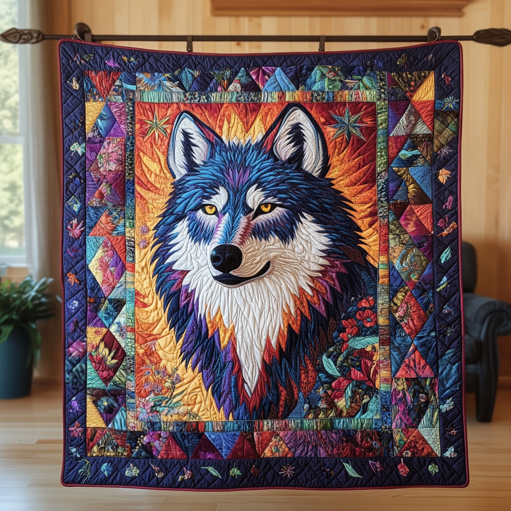 Wild Spirit Quilted Blanket Cute Colorful Blanket Gifts For People Who Love Wolves Wild Spirit Quilted Blanket Cute Colorful Blanket Gifts For People Who Love Wolves