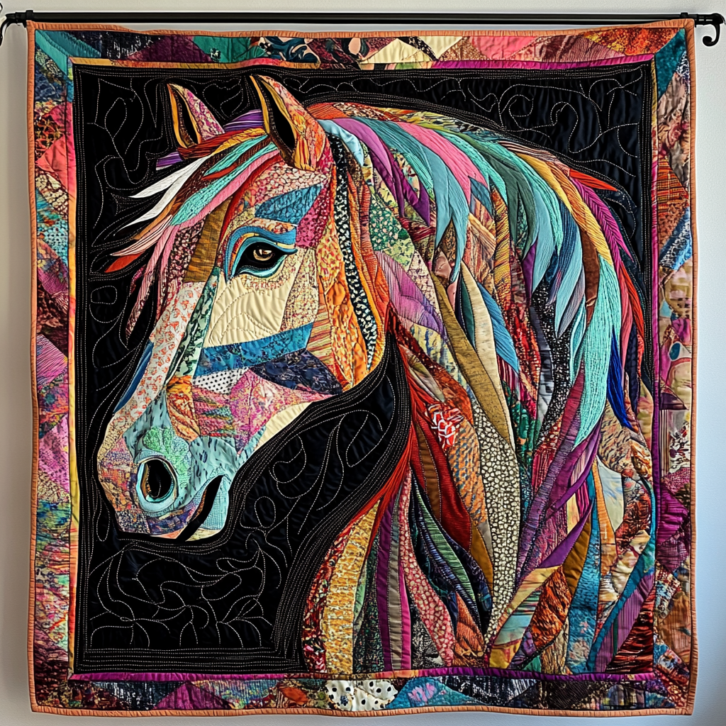 Wild Spirit Quilted Blanket Cute Colorful Blanket Horse Themed Gifts For Adults Wild Spirit Quilted Blanket Cute Colorful Blanket Horse Themed Gifts For Adults