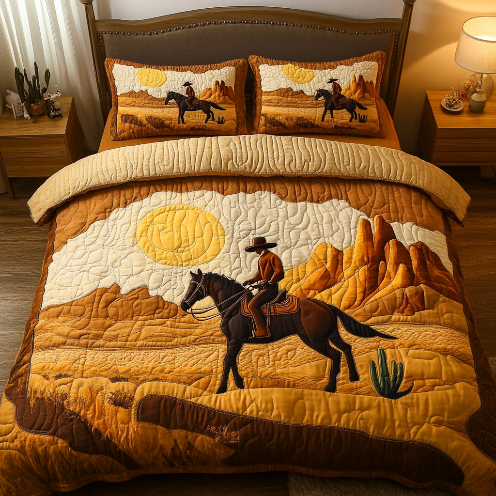 Wild West Quilted Bedding Set Duvet Cover Bedspread Cowboy Gifts For Him Wild West Quilted Bedding Set Duvet Cover Bedspread Cowboy Gifts For Him