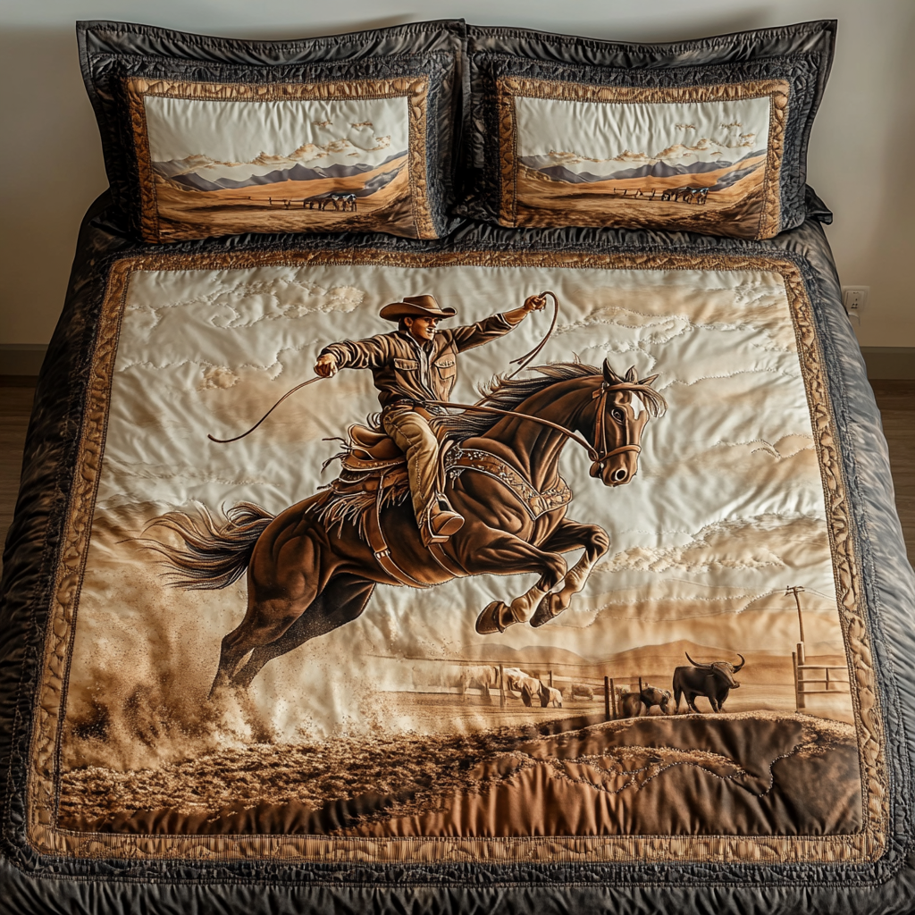 Wild West Quilted Bedding Set Duvet Cover Bedspread Cowboy Valentine Gifts