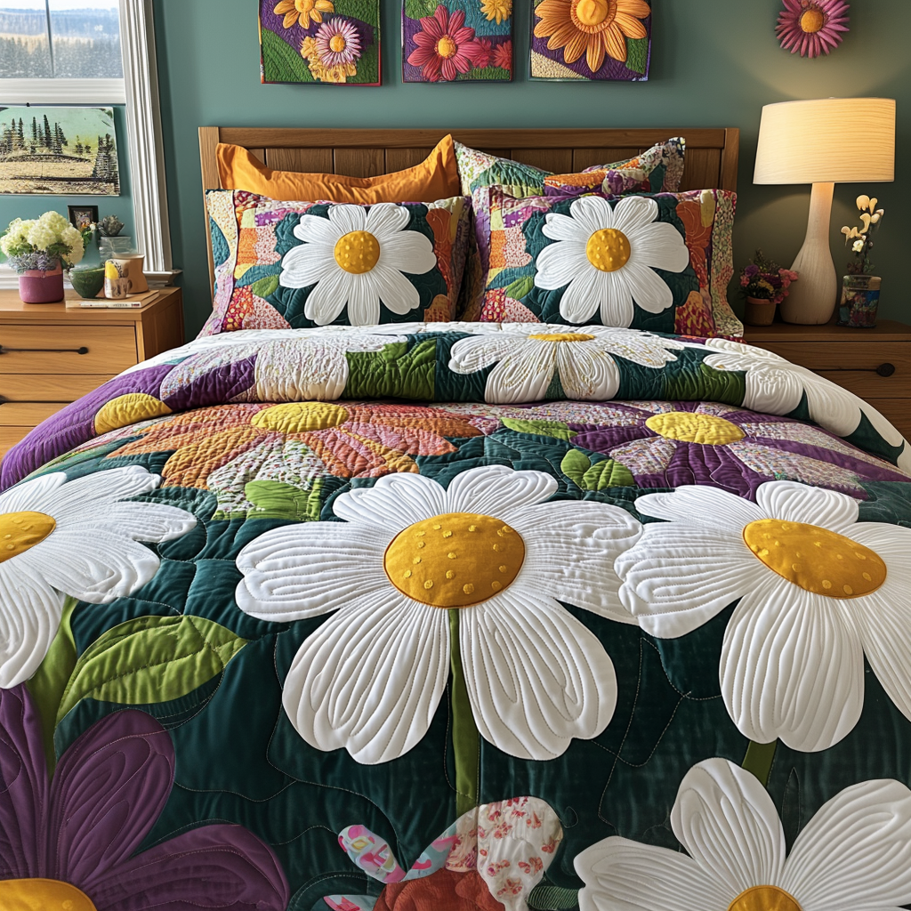 Wild Whisper Quilted Bedding Set Duvet Cover Bed Sheet Set Daisy Plant Gifts Wild Whisper Quilted Bedding Set Duvet Cover Bed Sheet Set Daisy Plant Gifts
