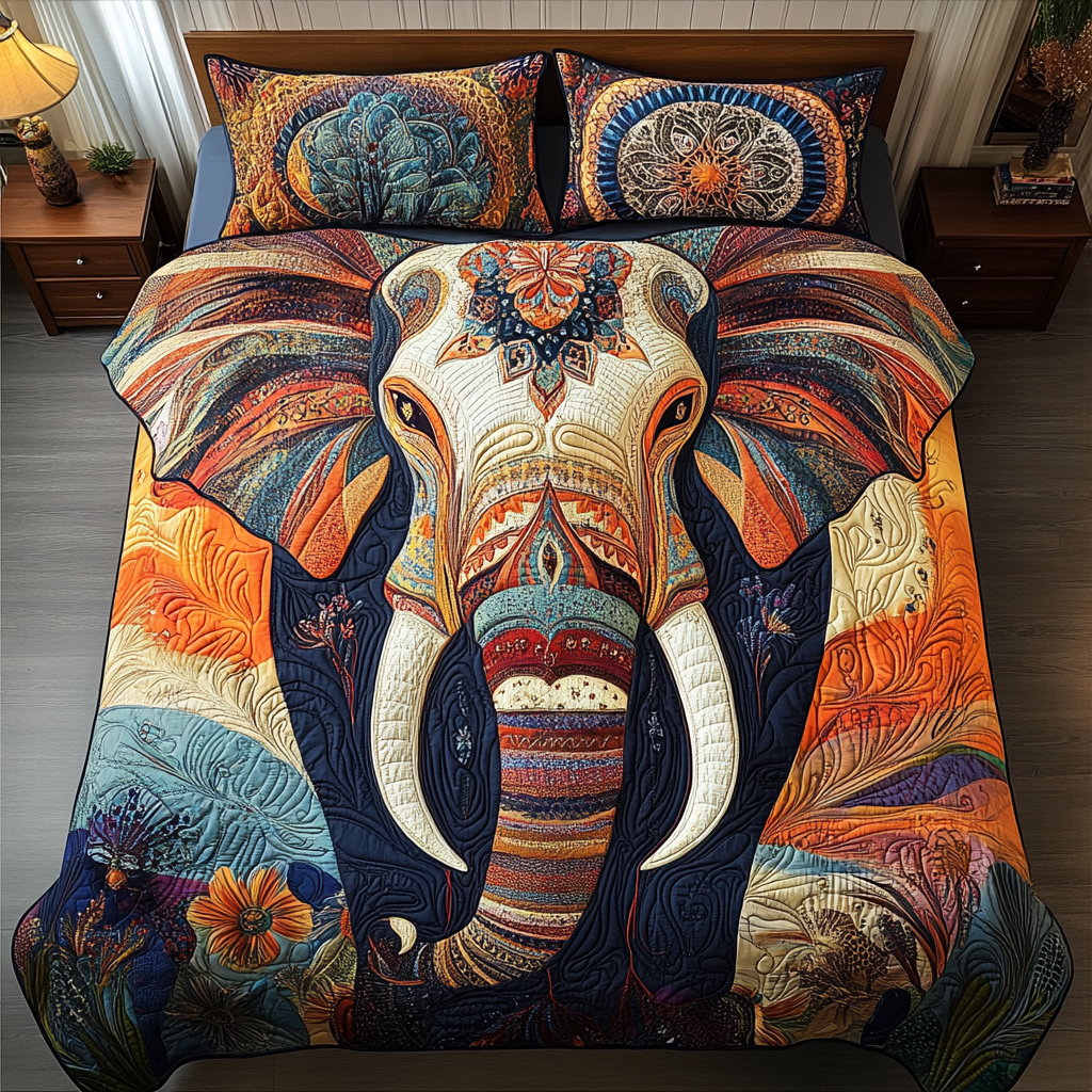 Wild Wisdom Quilted Bedding Set Duvet Cover Bed Sheet Set Gift Ideas For Elephant Lovers Wild Wisdom Quilted Bedding Set Duvet Cover Bed Sheet Set Gift Ideas For Elephant Lovers