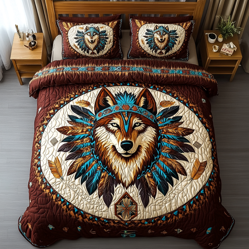Wild Wolf Quilted Bedding Set Duvet Cover Merch Great Wolf Lover Gifts Wild Wolf Quilted Bedding Set Duvet Cover Merch Great Wolf Lover Gifts