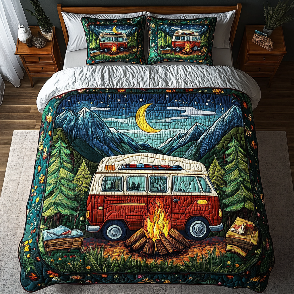 Wilderness Escape Quilted Bedding Set Duvet Cover Bed Sheet Set Camping Gifts For Couples