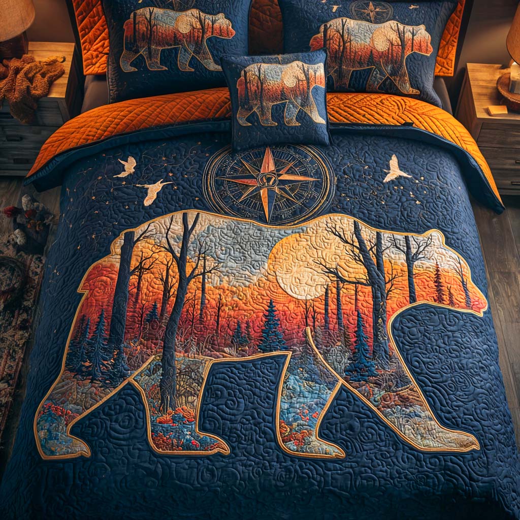 Wilderness Walk Quilted Bedding Set Duvet Cover Bed Sheet Set Bear Gifts For Women Wilderness Walk Quilted Bedding Set Duvet Cover Bed Sheet Set Bear Gifts For Women