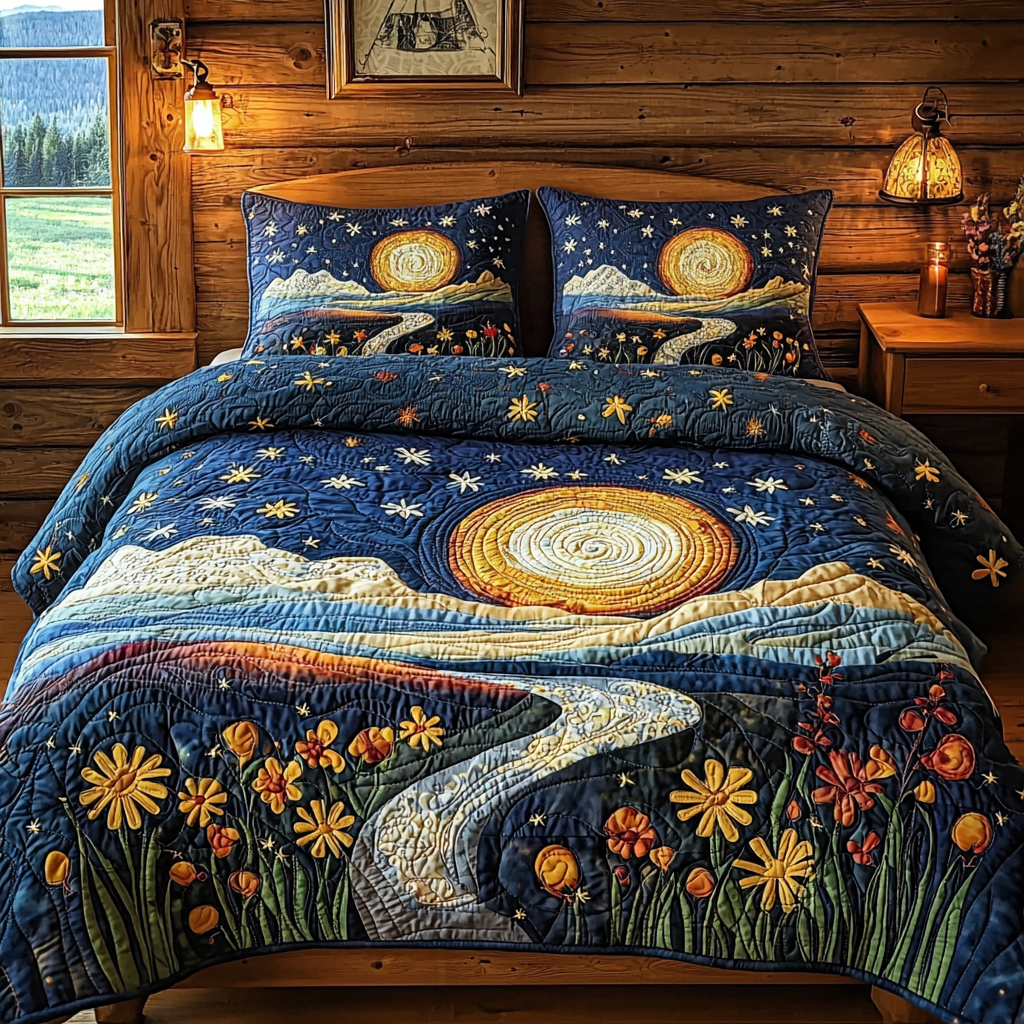 Wildflower Moonlight Quilted Bedding Set Duvet Cover Merch Christmas Present For Inlaws Wildflower Moonlight Quilted Bedding Set Duvet Cover Merch Christmas Present For Inlaws
