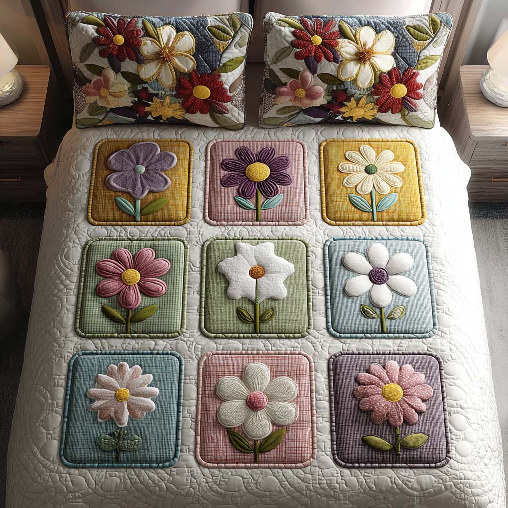 Wildflower Patch Quilted Bedding Set Duvet Cover Merch Gifts For Flower Enthusiasts Wildflower Patch Quilted Bedding Set Duvet Cover Merch Gifts For Flower Enthusiasts
