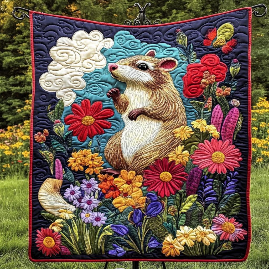 Wildflower Whiskers Quilted Blanket Cute Throw Blanket Opossum Themed Gifts Wildflower Whiskers Quilted Blanket Cute Throw Blanket Opossum Themed Gifts