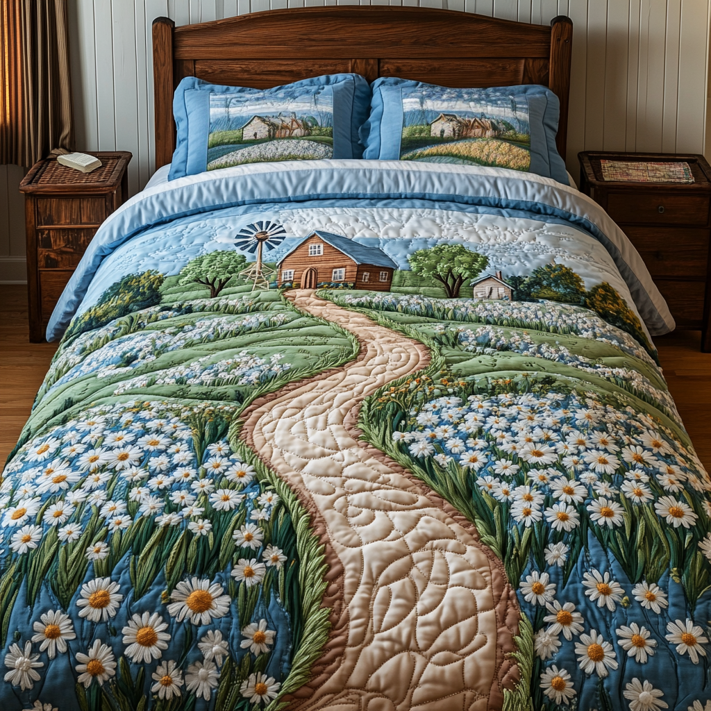 Windmill Dreams Quilted Bedding Set Duvet Cover Bed Sheet Set Flower Daisy Presents Gifts Windmill Dreams Quilted Bedding Set Duvet Cover Bed Sheet Set Flower Daisy Presents Gifts