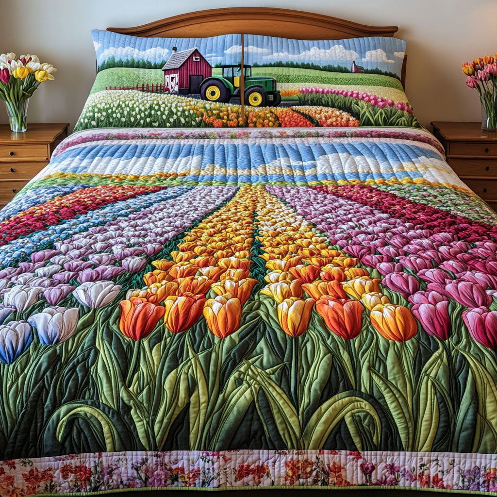 Windmill Fields Quilted Bedding Set Duvet Cover Bed Sheet Set Unique Tractor Gifts Farmer