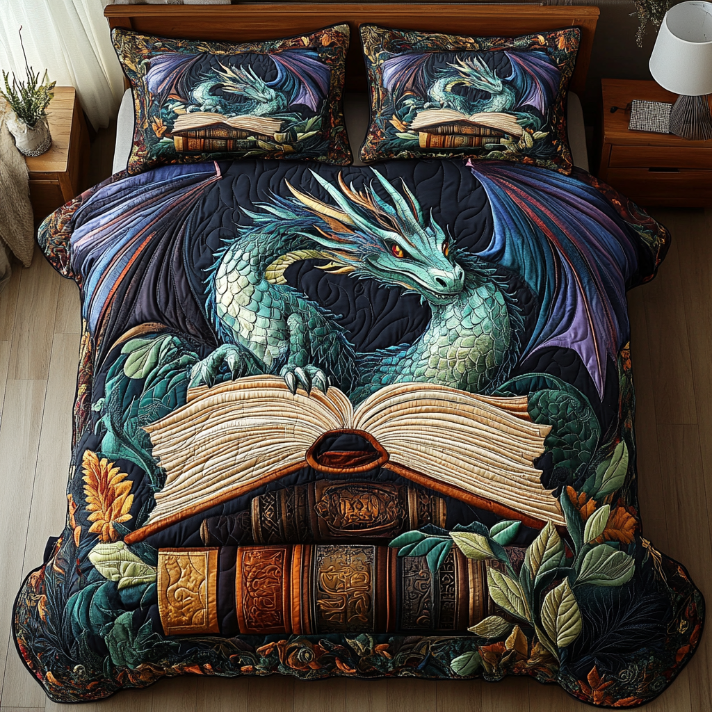 Winged Fury Quilted Bedding Set Duvet Cover Bed Sheet Set Dragon Themed Gift Items