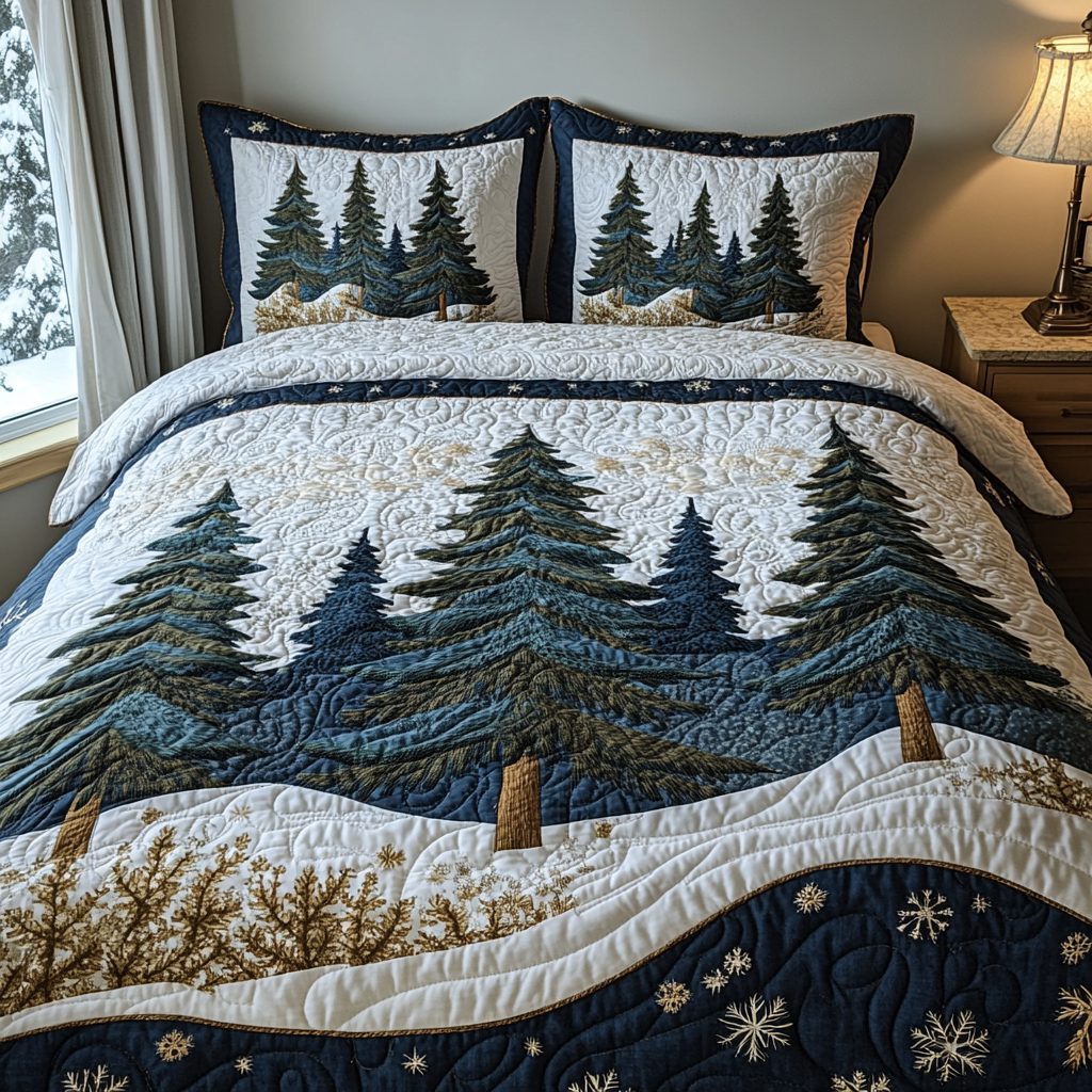 Winter Forest Bliss Quilted Bedding Set Duvet Cover Bed Sheet Set Father Daughter Presents Winter Forest Bliss Quilted Bedding Set Duvet Cover Bed Sheet Set Father Daughter Presents
