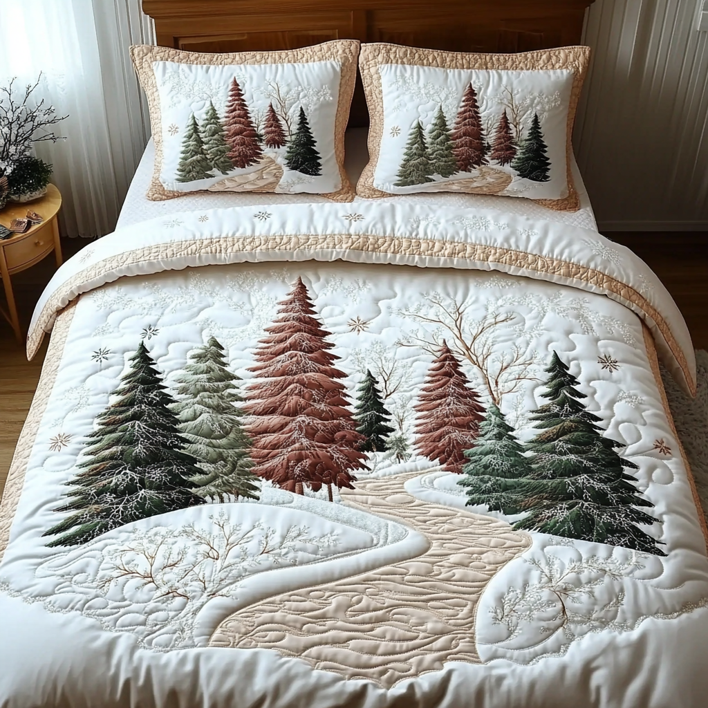 Winter Forest Dream Quilted Bedding Set Duvet Cover Bed Sheet Set Father Daughter Gifts For Dad Winter Forest Dream Quilted Bedding Set Duvet Cover Bed Sheet Set Father Daughter Gifts For Dad