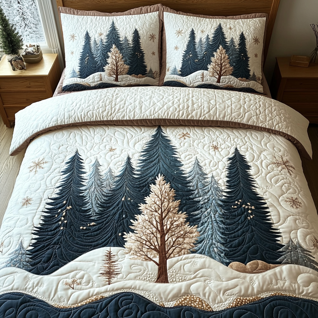 Winter Forest Escape Quilted Bedding Set Duvet Cover Bed Sheet Set Gifts To Daughter From Mom Winter Forest Escape Quilted Bedding Set Duvet Cover Bed Sheet Set Gifts To Daughter From Mom