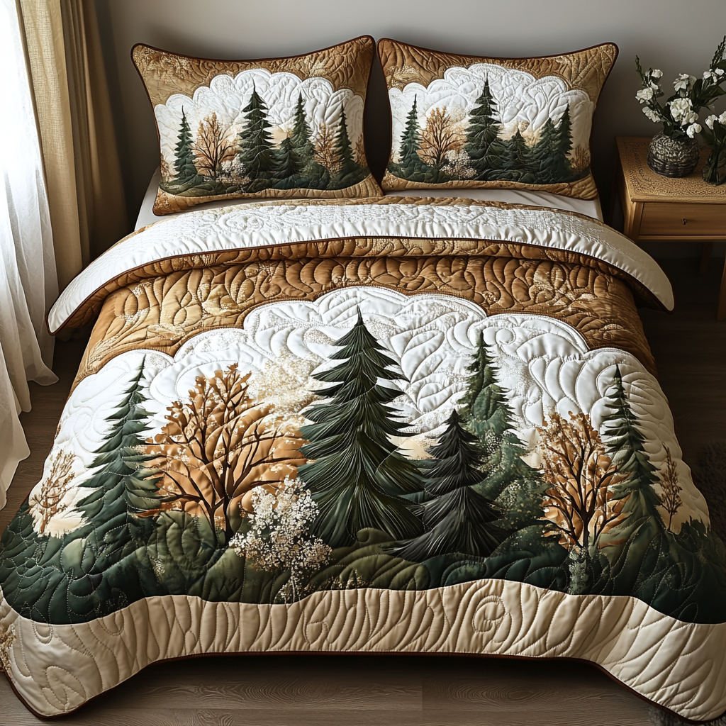 Winter Forest Magic Quilted Bedding Set Duvet Cover Bed Sheet Set Mother And Daughter Presents Winter Forest Magic Quilted Bedding Set Duvet Cover Bed Sheet Set Mother And Daughter Presents