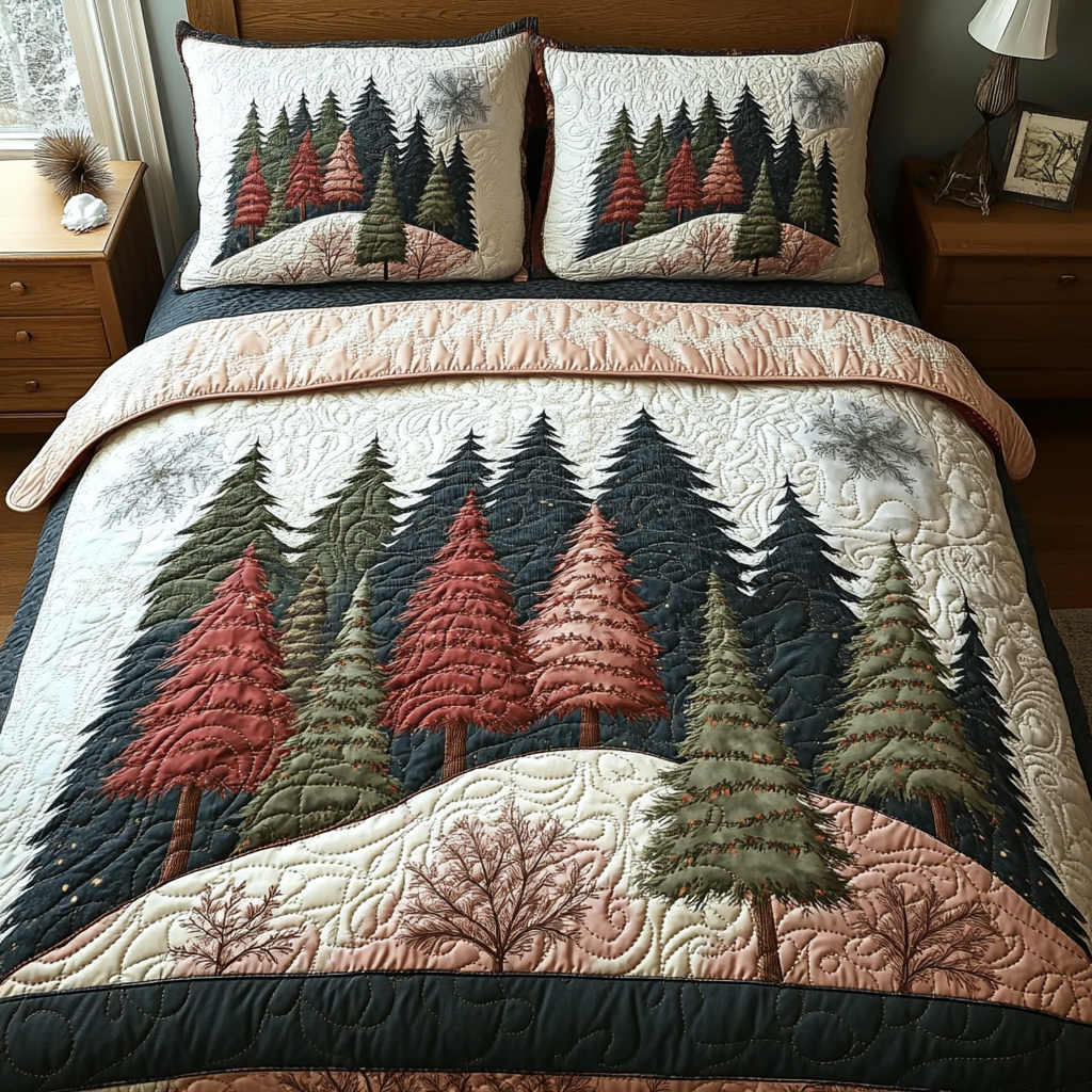 Winter Forest Serenity Quilted Bedding Set Duvet Cover Bed Sheet Set Daughter Presents From Mum Winter Forest Serenity Quilted Bedding Set Duvet Cover Bed Sheet Set Daughter Presents From Mum