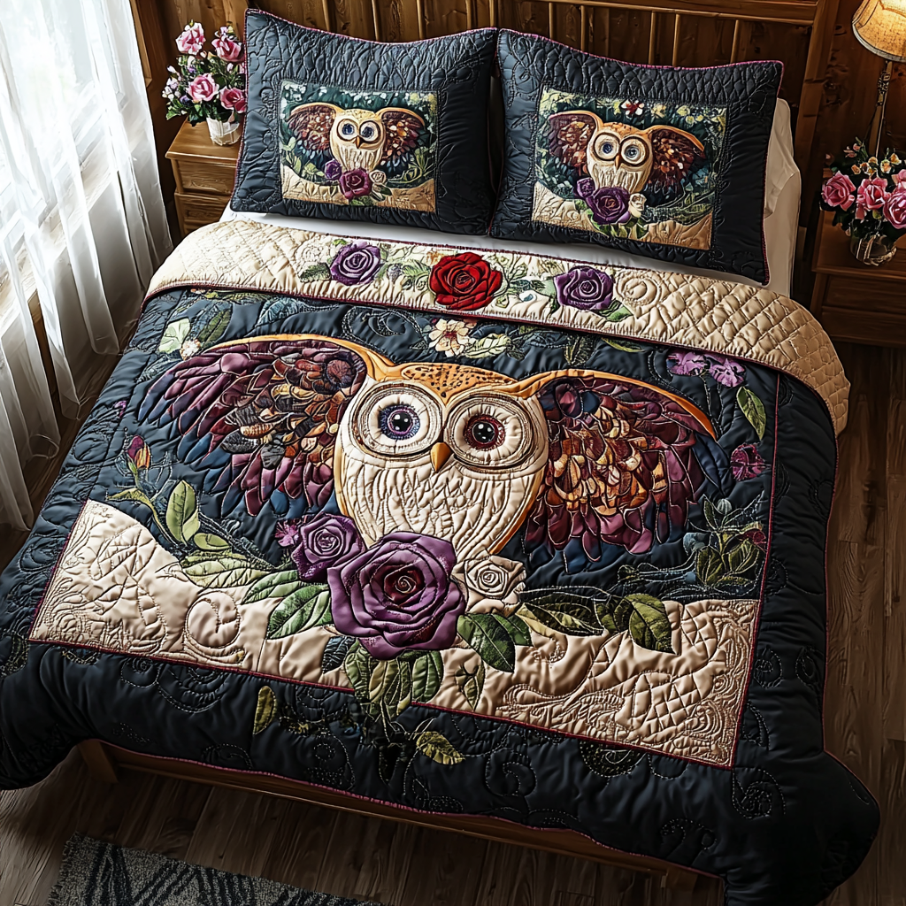 Wise Owl Quilted Bedding Set Duvet Cover Merch Owl Present Ideas Wise Owl Quilted Bedding Set Duvet Cover Merch Owl Present Ideas