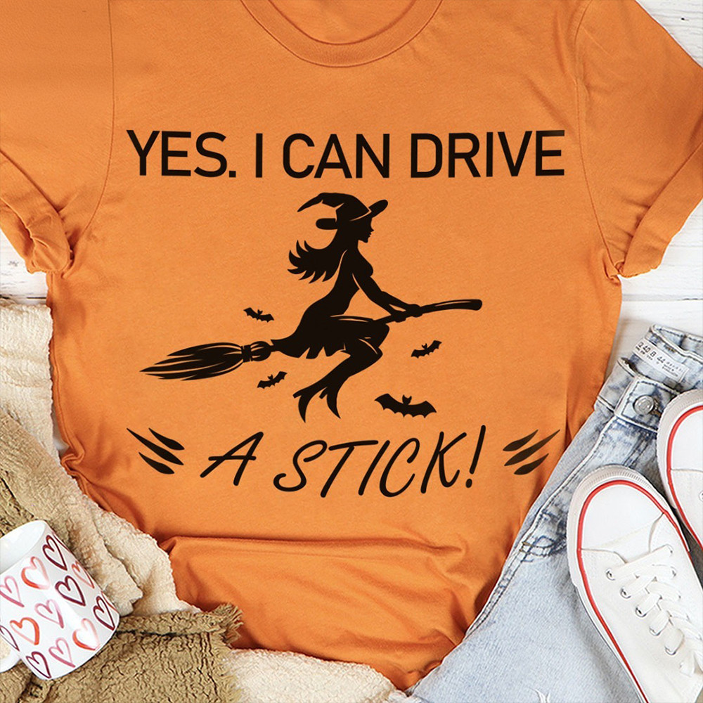 Witch Yes I Can Drive A Stick Shirt Funny Halloween T-Shirt Gifts For Wife Witch Yes I Can Drive A Stick Shirt Funny Halloween T-Shirt Gifts For Wife