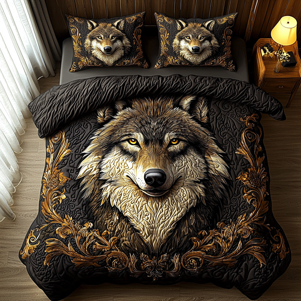 Wolf Gaze Quilted Bedding Set Duvet Cover Bed Sheet Set Best Gifts For Wolf Lovers