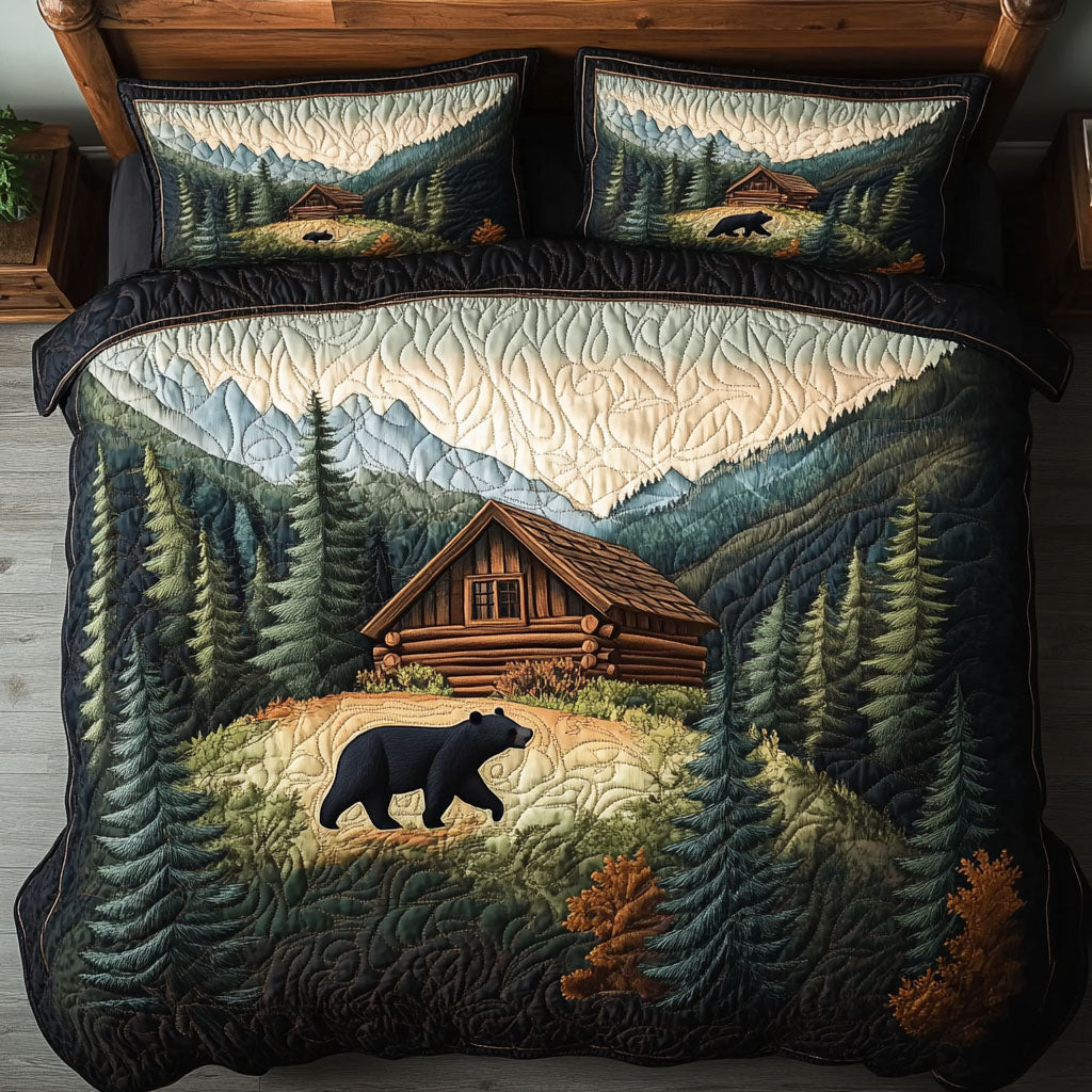Woodland Bear Cabin Quilted Bedding Set Duvet Cover Bed Sheet Set Bear Gifts For Her Woodland Bear Cabin Quilted Bedding Set Duvet Cover Bed Sheet Set Bear Gifts For Her