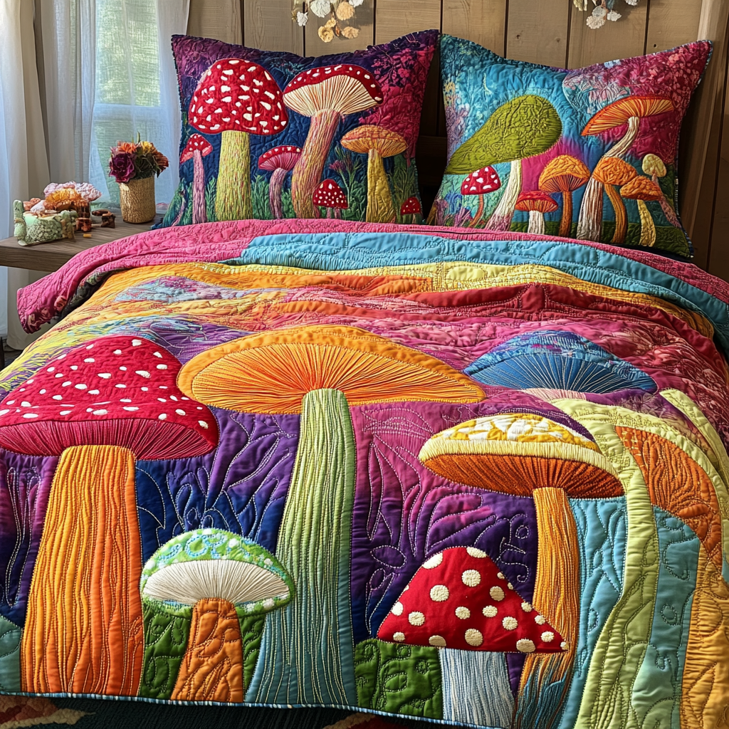 Woodland Charm Quilted Bedding Set Duvet Cover Bedspreads Hippie Birthday Gifts