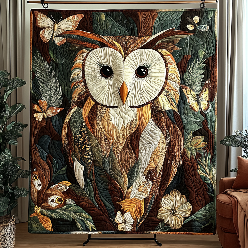 Woodland Charm Quilted Blanket Cute Colorful Blanket Owl Lovers Gifts Xmas Woodland Charm Quilted Blanket Cute Colorful Blanket Owl Lovers Gifts Xmas