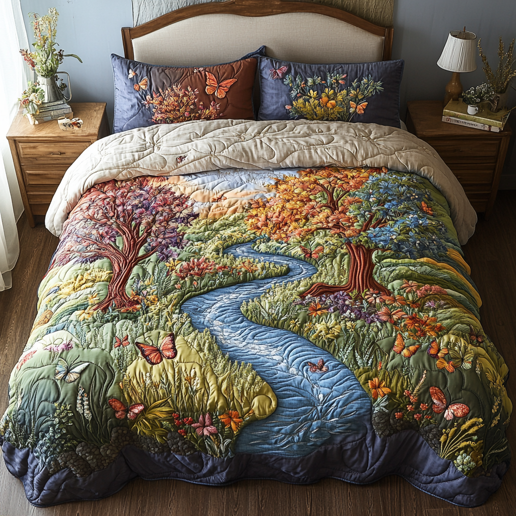 Woodland Dream Quilted Bedding Set Duvet Cover Bed Sheet Set Best Christmas Gifts For Girlfriend