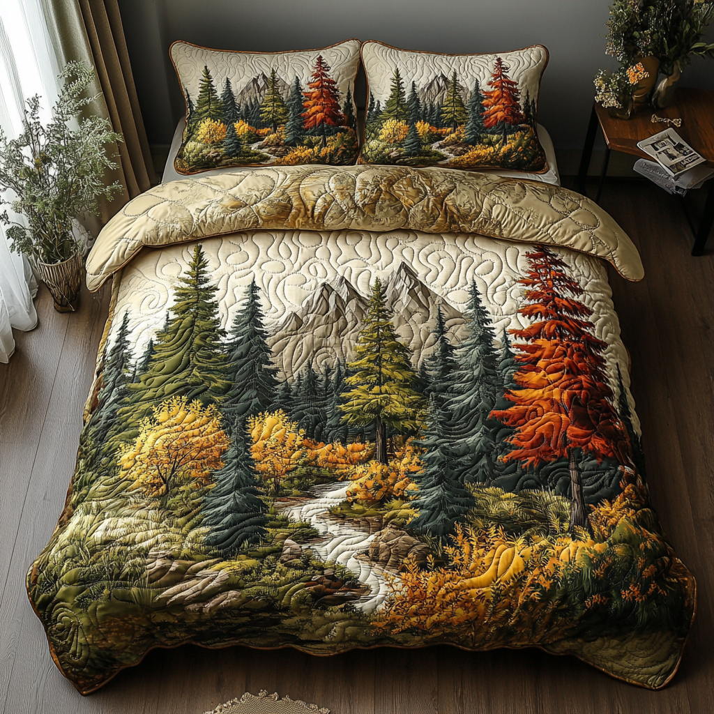 Woodland Embrace Quilted Bedding Set Duvet Cover Bedspread Cute Fall Gifts Woodland Embrace Quilted Bedding Set Duvet Cover Bedspread Cute Fall Gifts