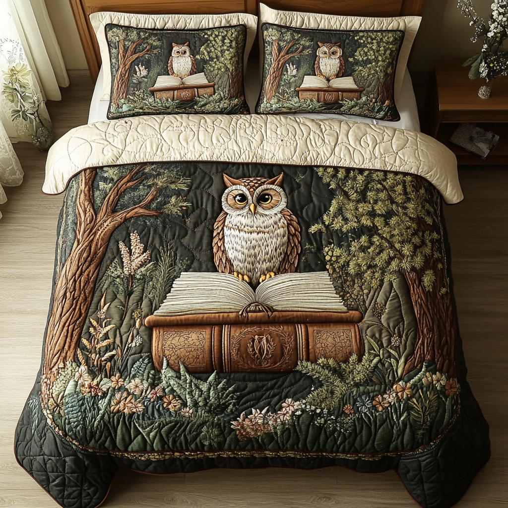 Woodland Eyes Quilted Bedding Set Duvet Cover Bed Sheet Set Owl Gifts For Women Woodland Eyes Quilted Bedding Set Duvet Cover Bed Sheet Set Owl Gifts For Women