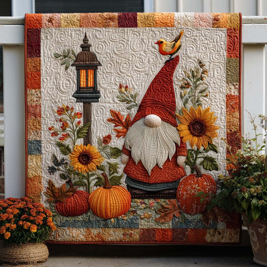 Woodland Joy Quilted Blanket Cute Colorful Blanket Gnome Fall Gift Items Woodland Joy Quilted Blanket Cute Colorful Blanket Gnome Fall Gift Items