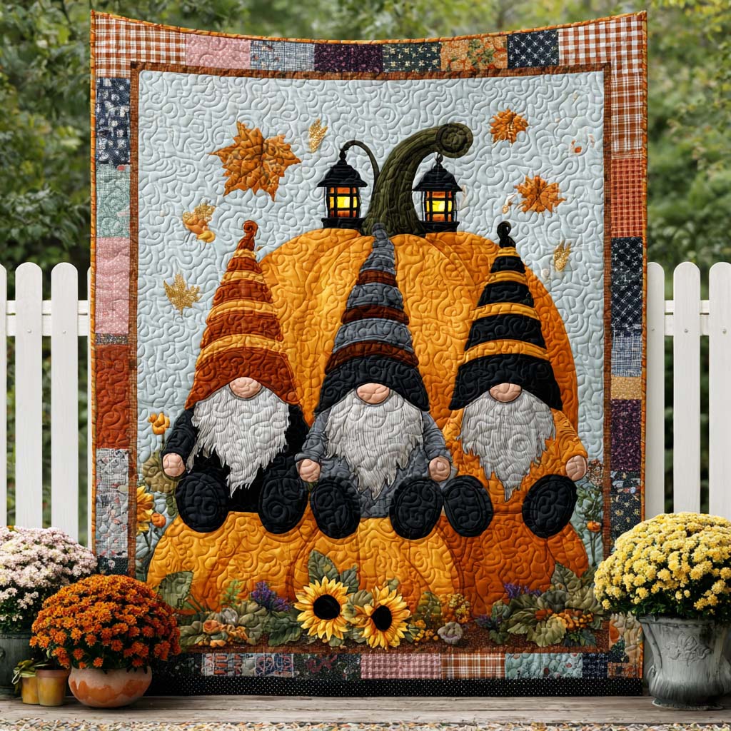 Woodland Magic Quilted Blanket Cute Colorful Blanket Gnome Gifts For Autumn Lovers Woodland Magic Quilted Blanket Cute Colorful Blanket Gnome Gifts For Autumn Lovers