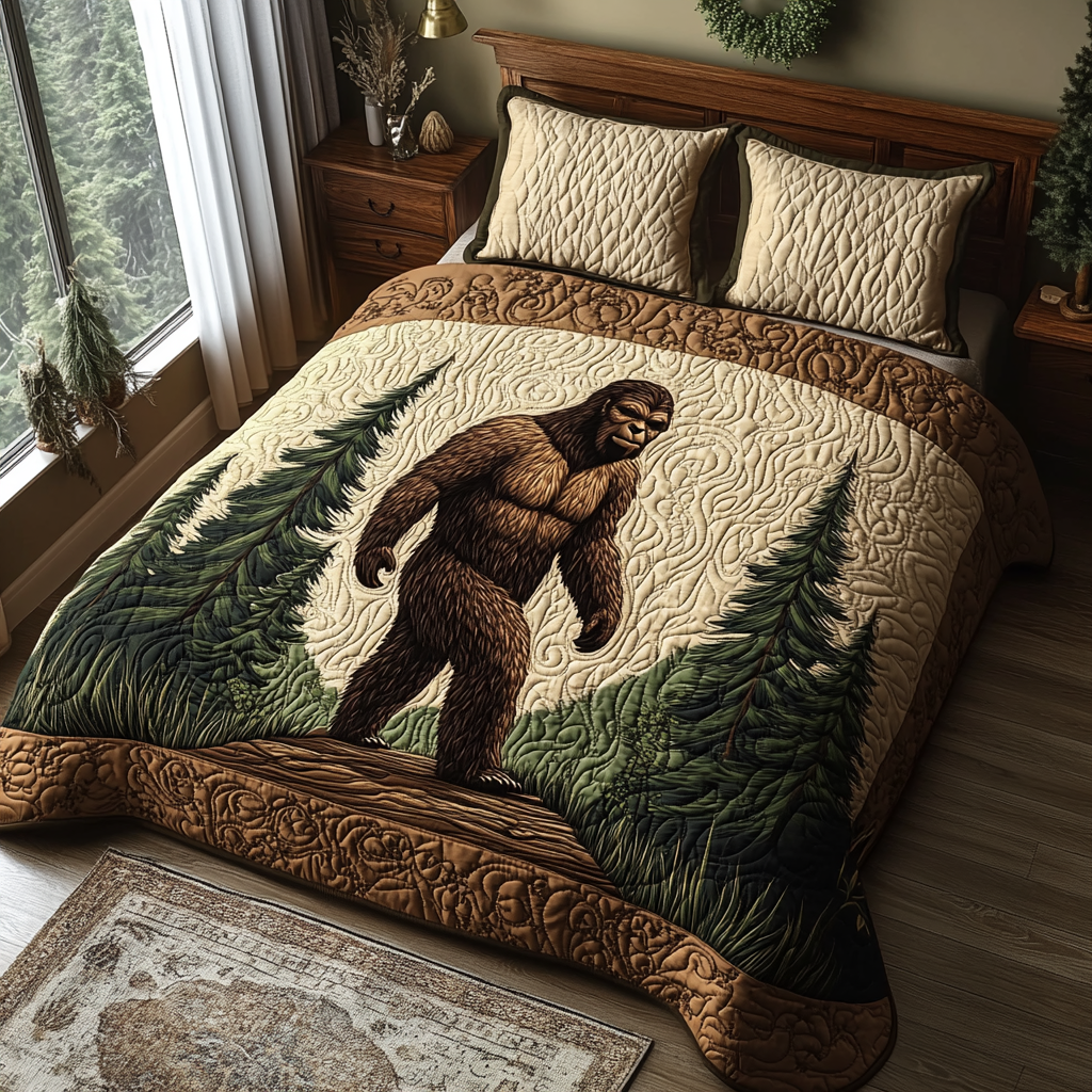 Woodland Quilted Bedding Set Duvet Cover Bedspread Sasquatch Gifts For Adults Woodland Quilted Bedding Set Duvet Cover Bedspread Sasquatch Gifts For Adults