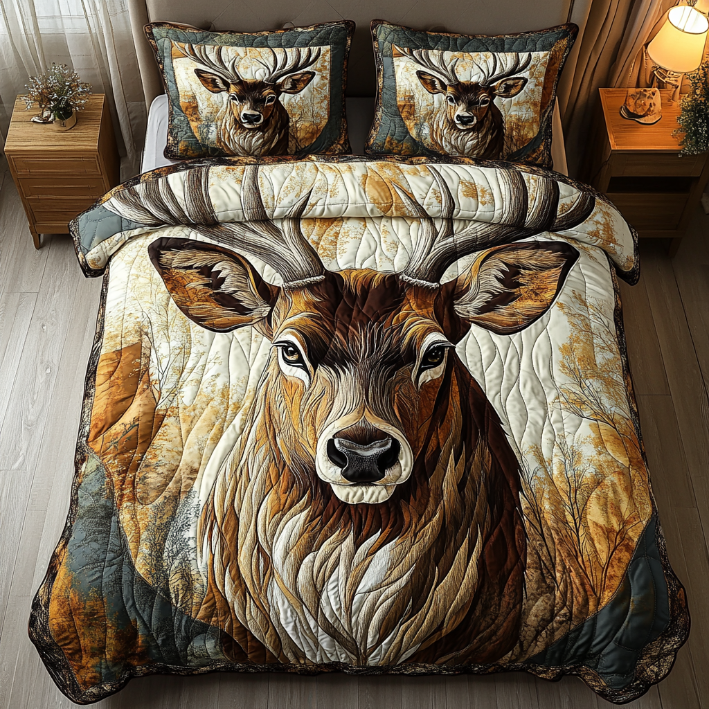 Woodland Spirit Quilted Bedding Set Duvet Cover Bedspread Best Deer Gifts For Christmas Woodland Spirit Quilted Bedding Set Duvet Cover Bedspread Best Deer Gifts For Christmas
