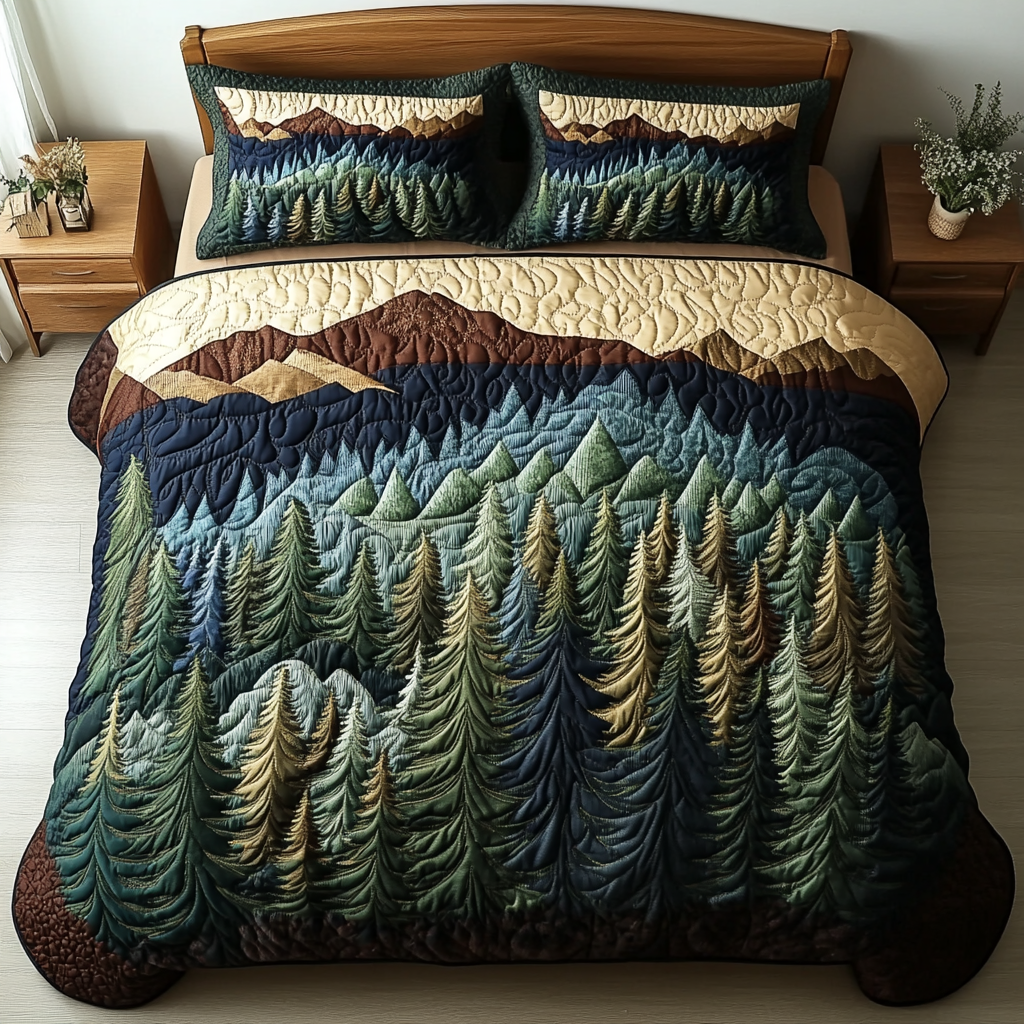 Woodland View Quilted Bedding Set Duvet Cover Bedspreads Christmas Gifts For Son In Laws Woodland View Quilted Bedding Set Duvet Cover Bedspreads Christmas Gifts For Son In Laws