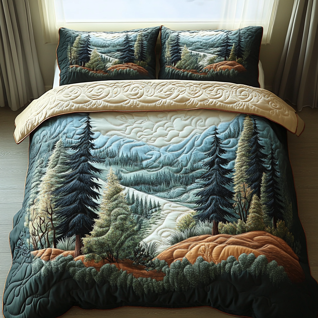 Woodland Winter Charm Quilted Bedding Set Duvet Cover Bedspread Grandma And Grandpa Ornaments Woodland Winter Charm Quilted Bedding Set Duvet Cover Bedspread Grandma And Grandpa Ornaments
