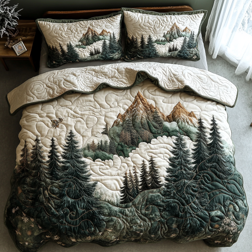 Woodland Winter Quilted Bedding Set Duvet Cover Bedspread Good Christmas Gifts For Grandmas Woodland Winter Quilted Bedding Set Duvet Cover Bedspread Good Christmas Gifts For Grandmas