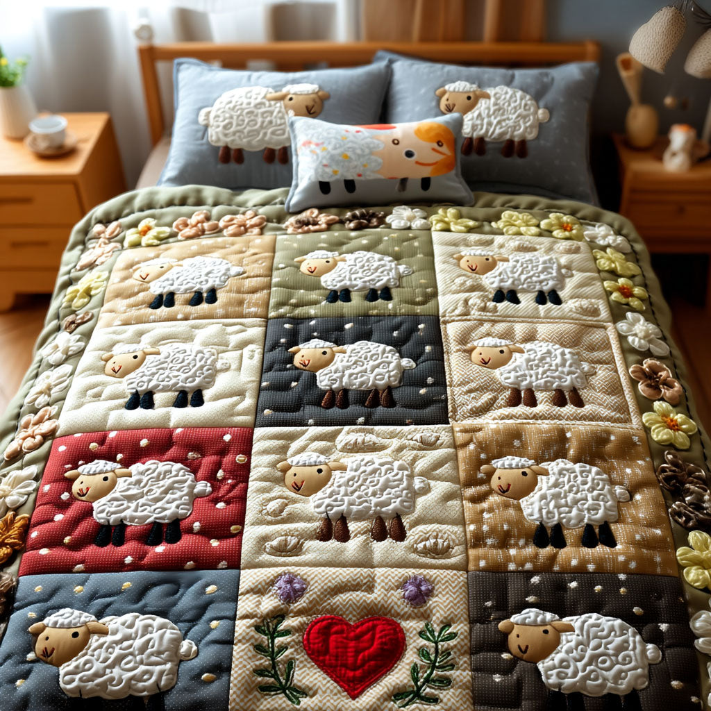 Woolen Wonders Quilted Bedding Set Duvet Cover Bed Sheet Set Christmas Sheep Gifts Woolen Wonders Quilted Bedding Set Duvet Cover Bed Sheet Set Christmas Sheep Gifts