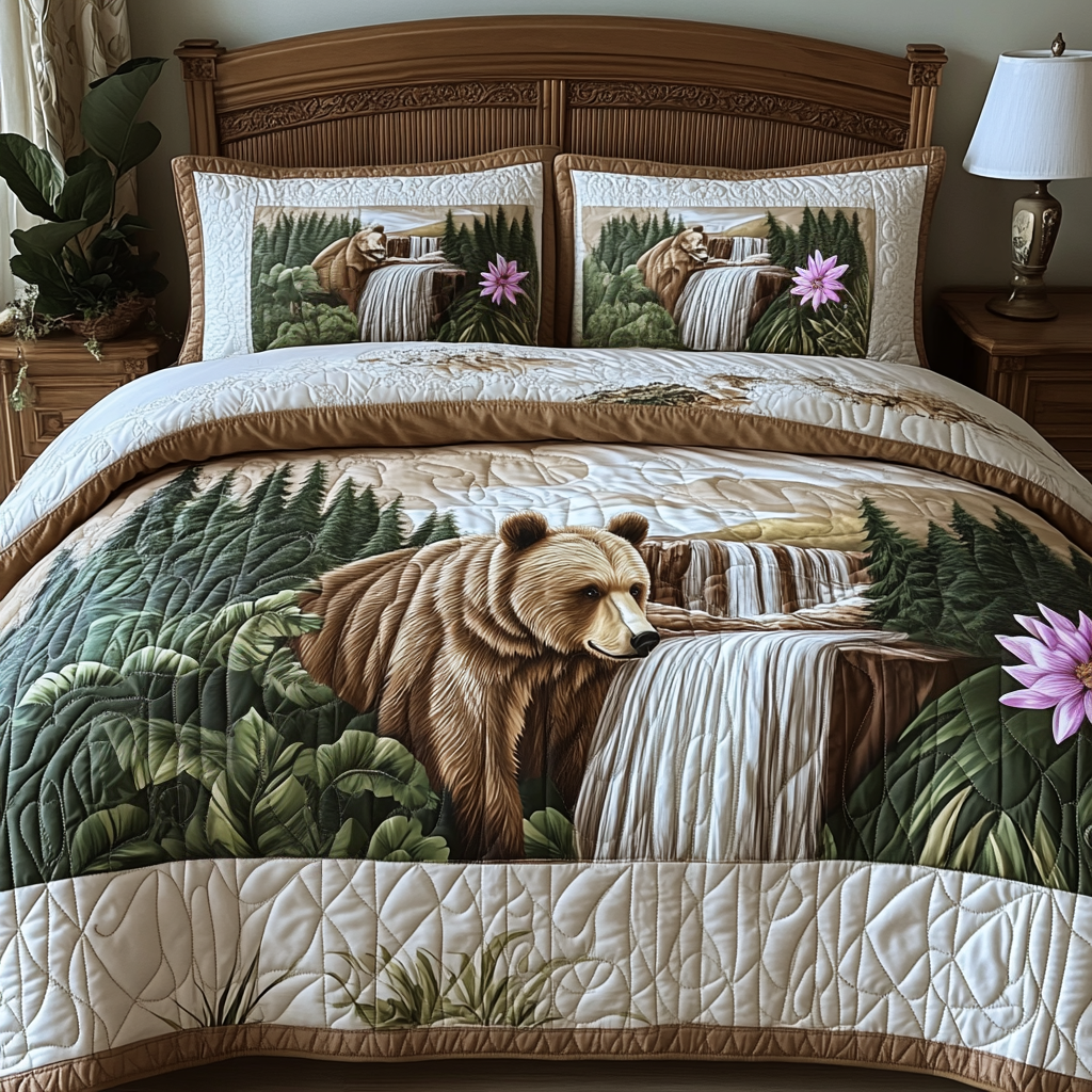 Yellowstone Bear Charm Quilted Bedding Set Duvet Cover Bedspread Christmas Gifts For Teenage Guys Yellowstone Bear Charm Quilted Bedding Set Duvet Cover Bedspread Christmas Gifts For Teenage Guys