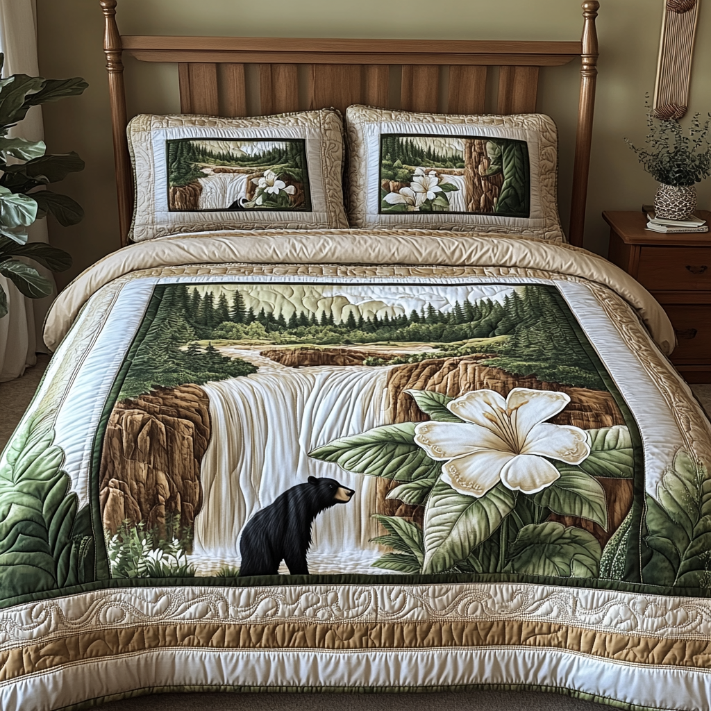 Yellowstone Black Bear Quilted Bedding Set Duvet Cover Bedspread Cool Gifts For Teens Yellowstone Black Bear Quilted Bedding Set Duvet Cover Bedspread Cool Gifts For Teens