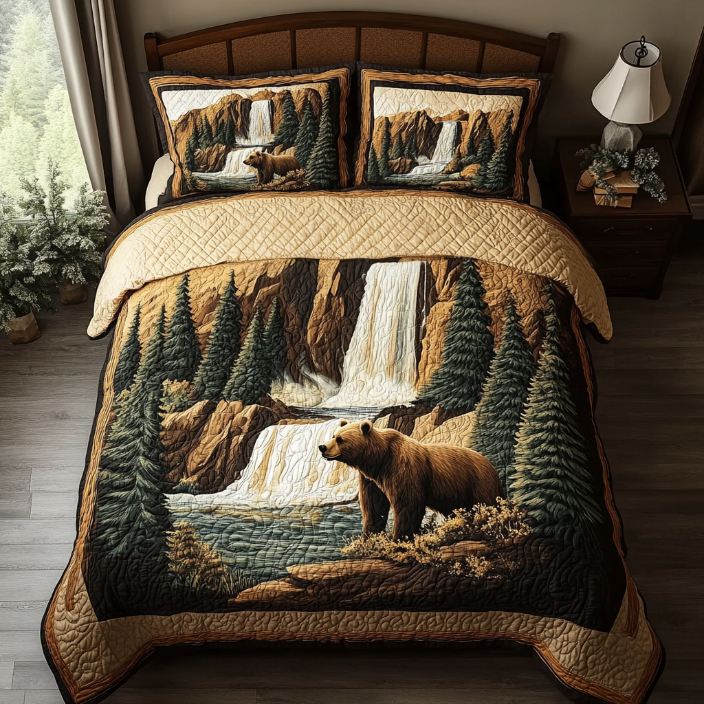 Yellowstone Waterfall Escape Quilted Bedding Set Duvet Cover Bedspread Popular Gifts For Teens Yellowstone Waterfall Escape Quilted Bedding Set Duvet Cover Bedspread Popular Gifts For Teens