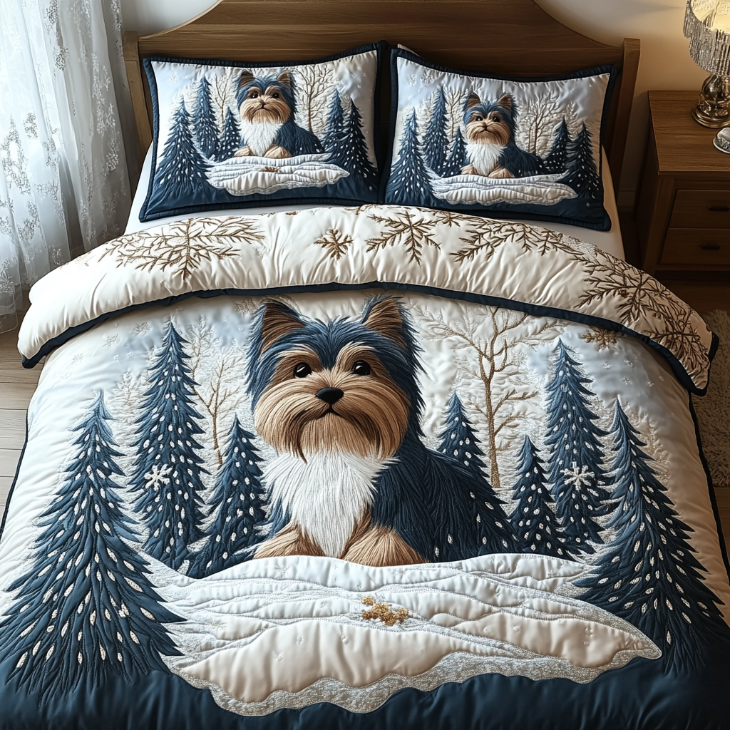 Yorkie Love Quilted Bedding Set Duvet Cover Bed Sheet Set Yorkshire Terrier Merchandise Yorkie Love Quilted Bedding Set Duvet Cover Bed Sheet Set Yorkshire Terrier Merchandise