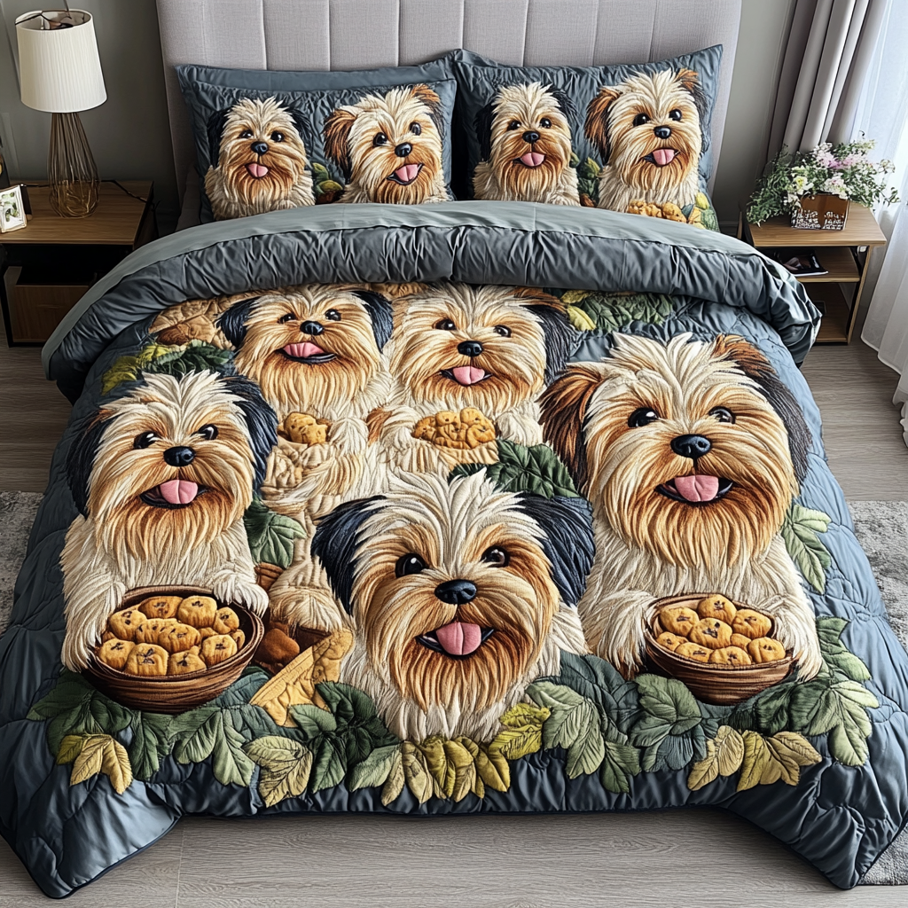Yorkie Snooze Quilted Bedding Set Duvet Cover Bed Sheet Set Yorkshire Terrier Merchandise Yorkie Snooze Quilted Bedding Set Duvet Cover Bed Sheet Set Yorkshire Terrier Merchandise